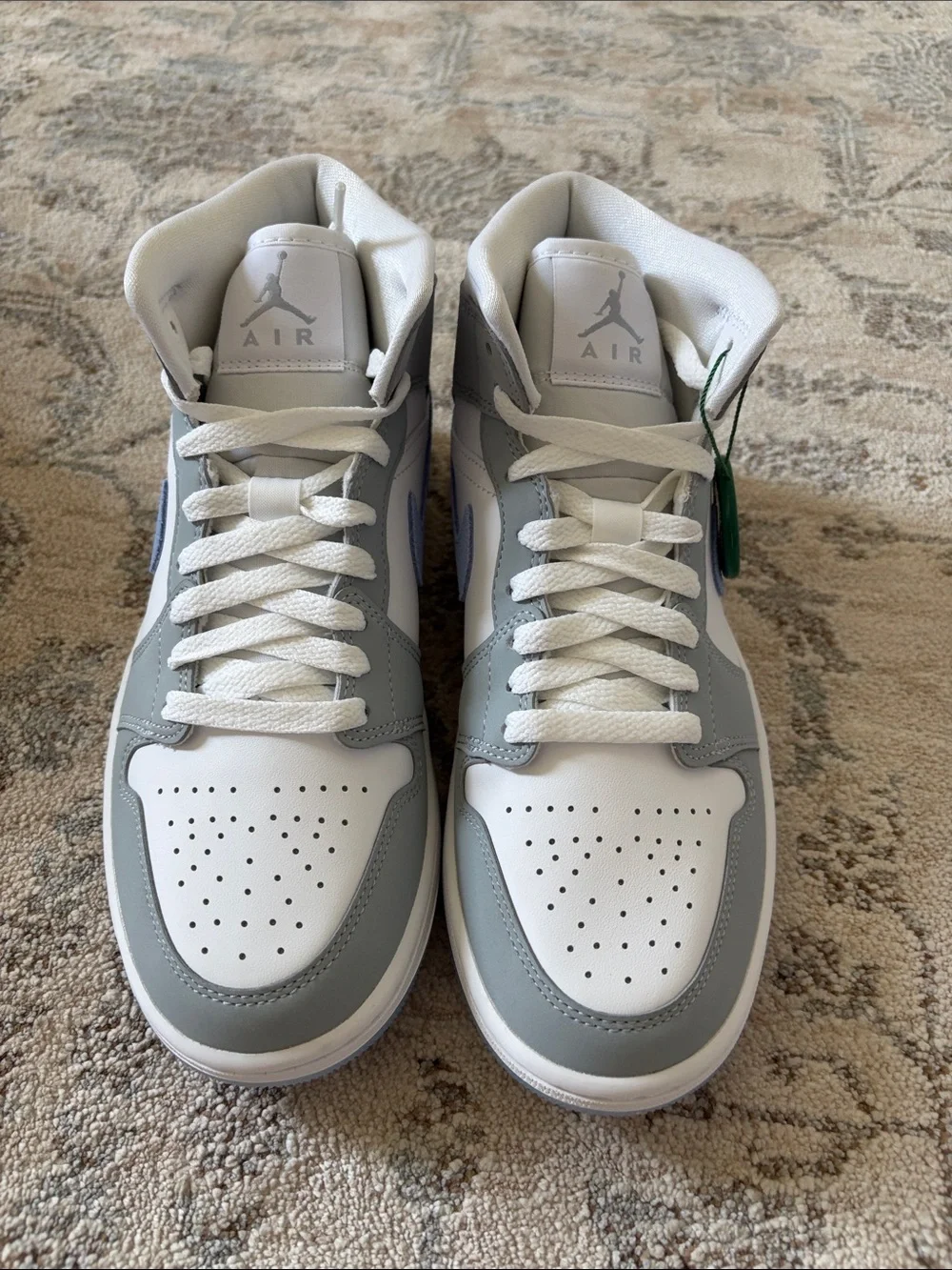 Air Jordan High Sneaker in White, Light Gray & Powder Blue